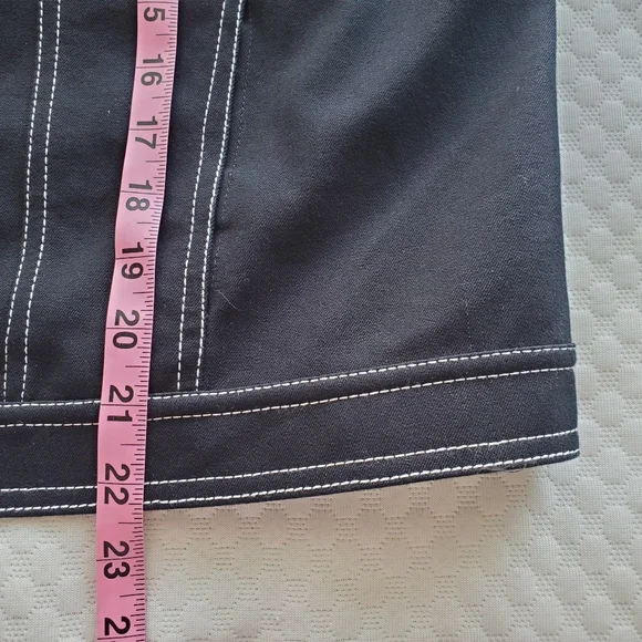 St John Sport Jean Jacket Womens Small Contrasting Cuff Stretch Black Hot Pink S